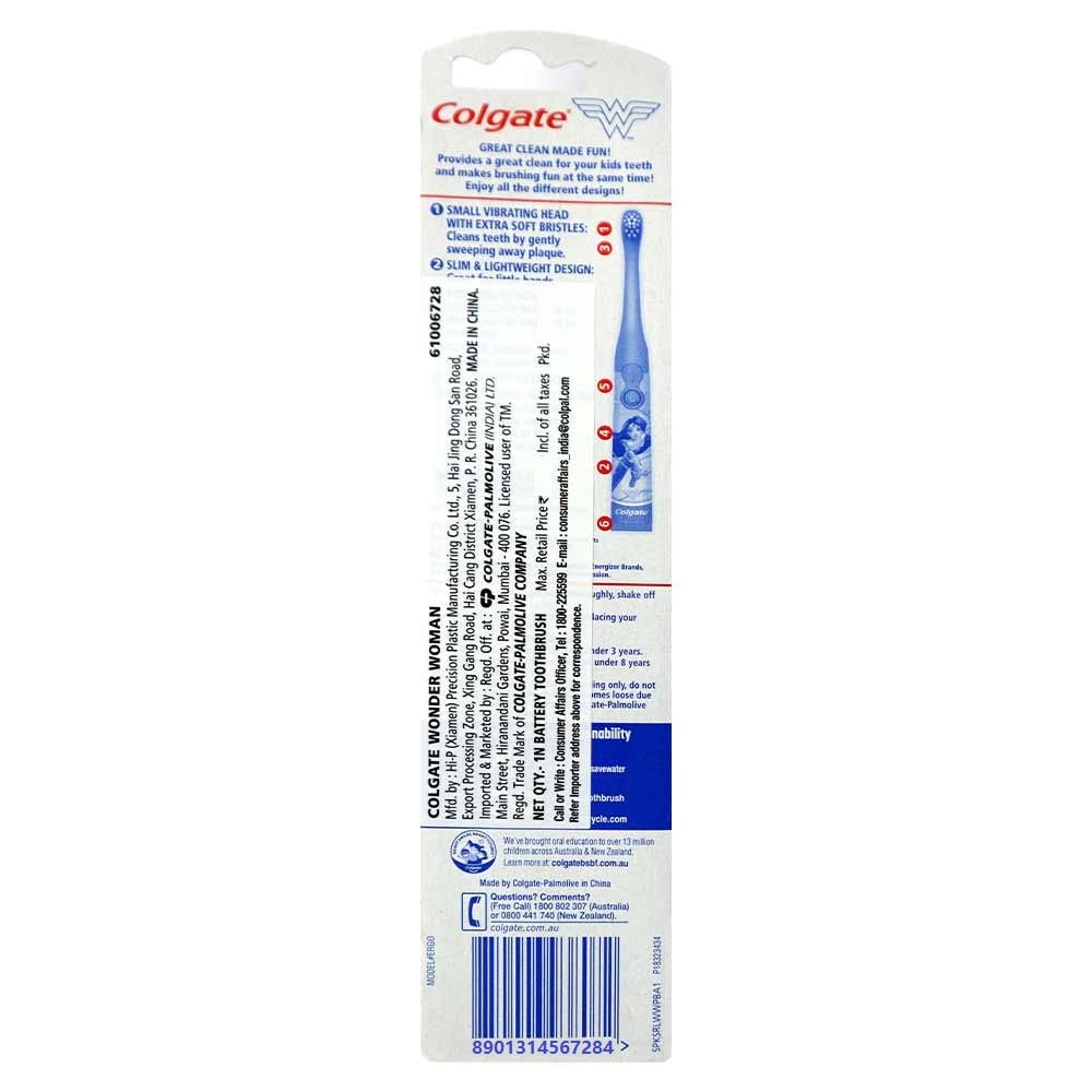 Colgate Kids Wonderwoman Battery Powered Toothbrush Multicolour