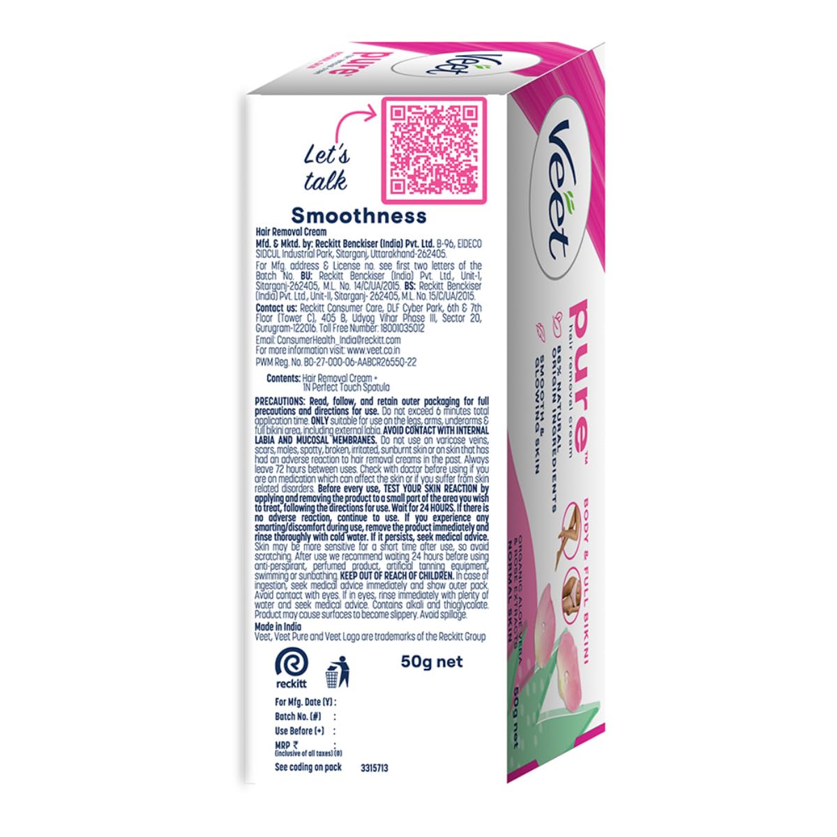 Veet Silk & Fresh Hair Removal Cream, Normal Skin - 50g