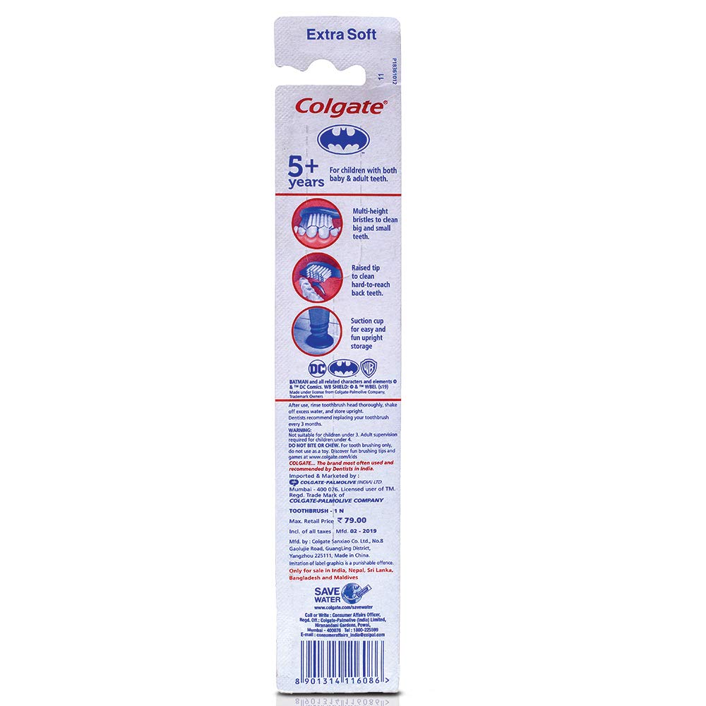 Colgate Kids Batman Manual Toothbrush for 5+ years Multicolor