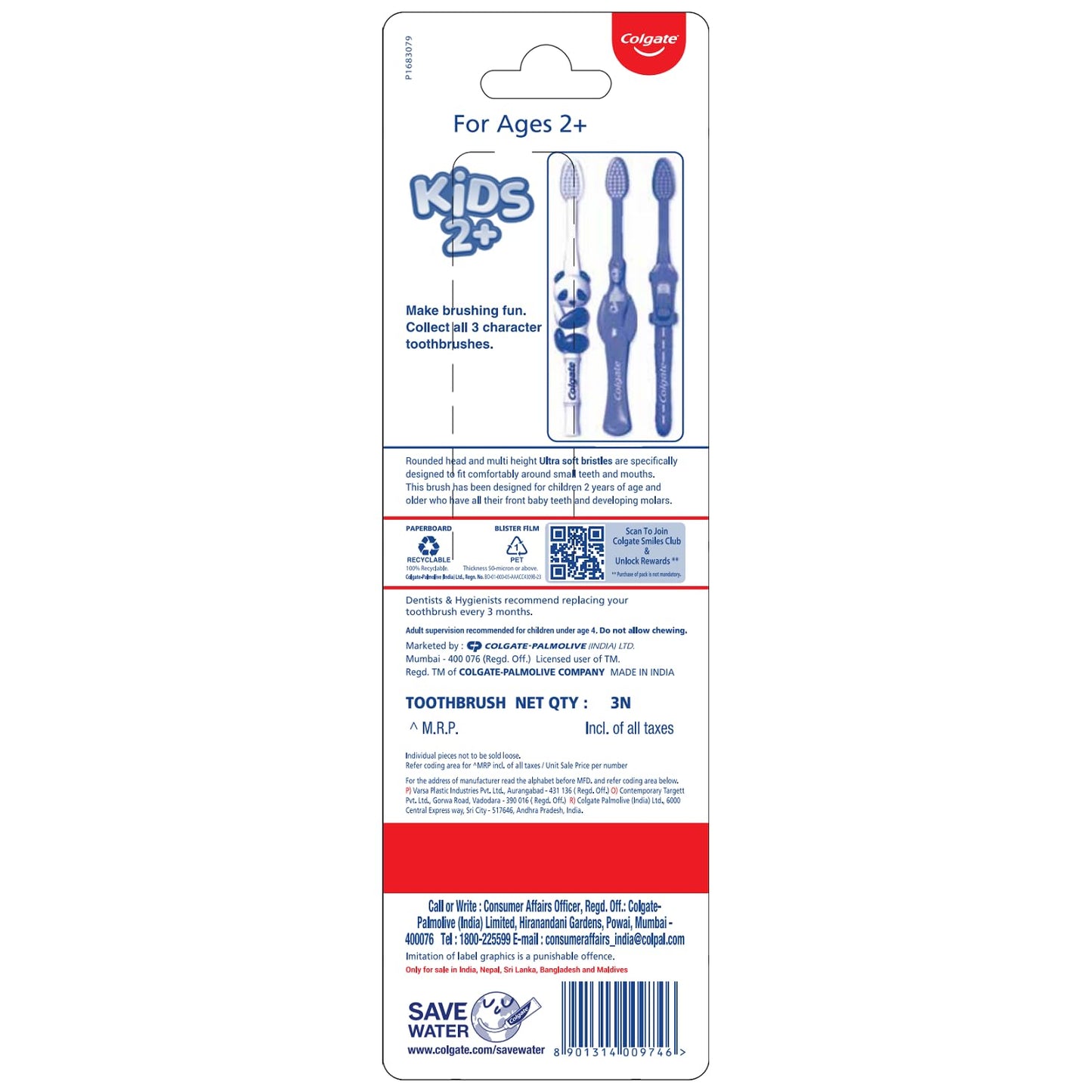 Colgate Toothbrush for Kids 2+ years Extra Soft Bristles