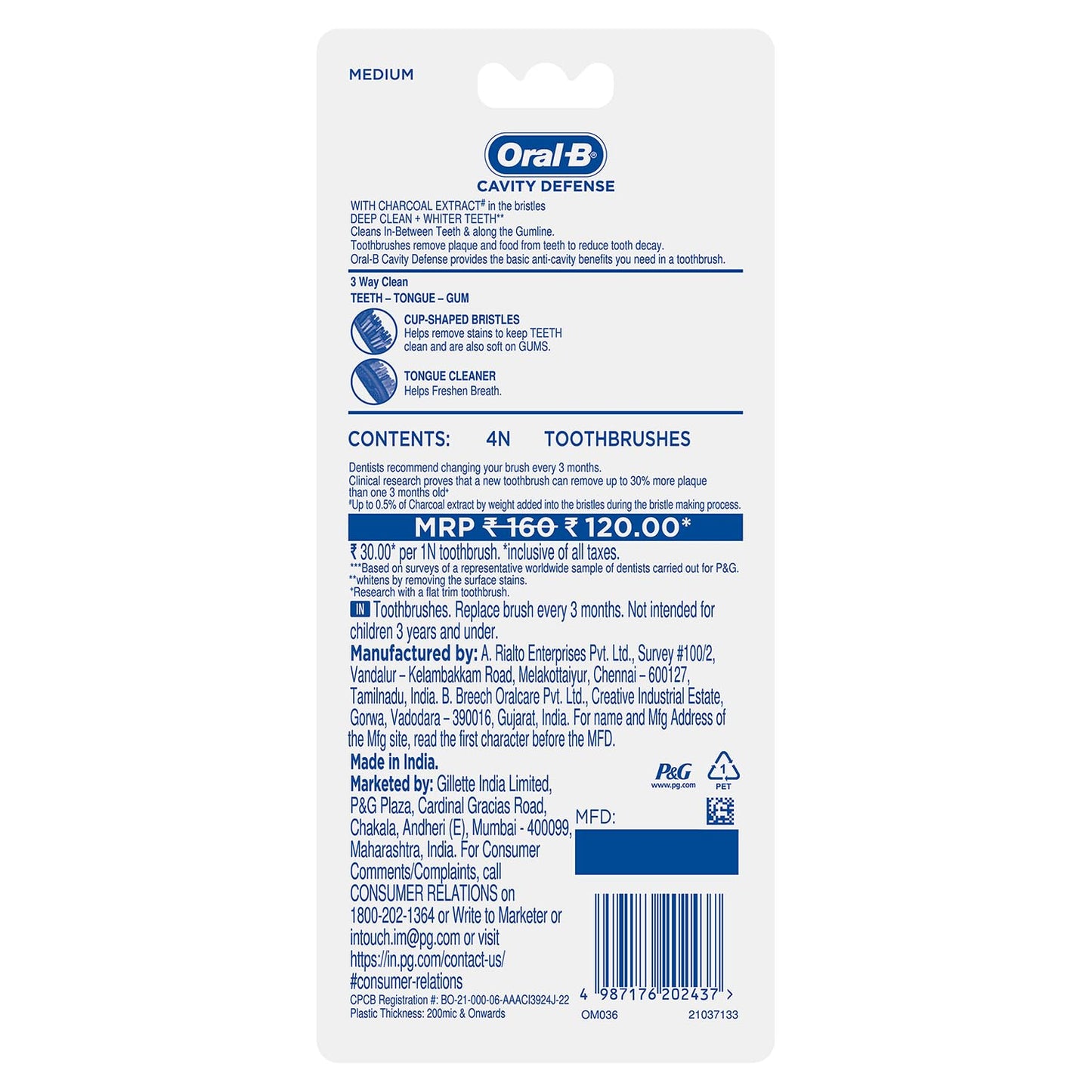 Oral B Cavity Defense Black Toothbrush