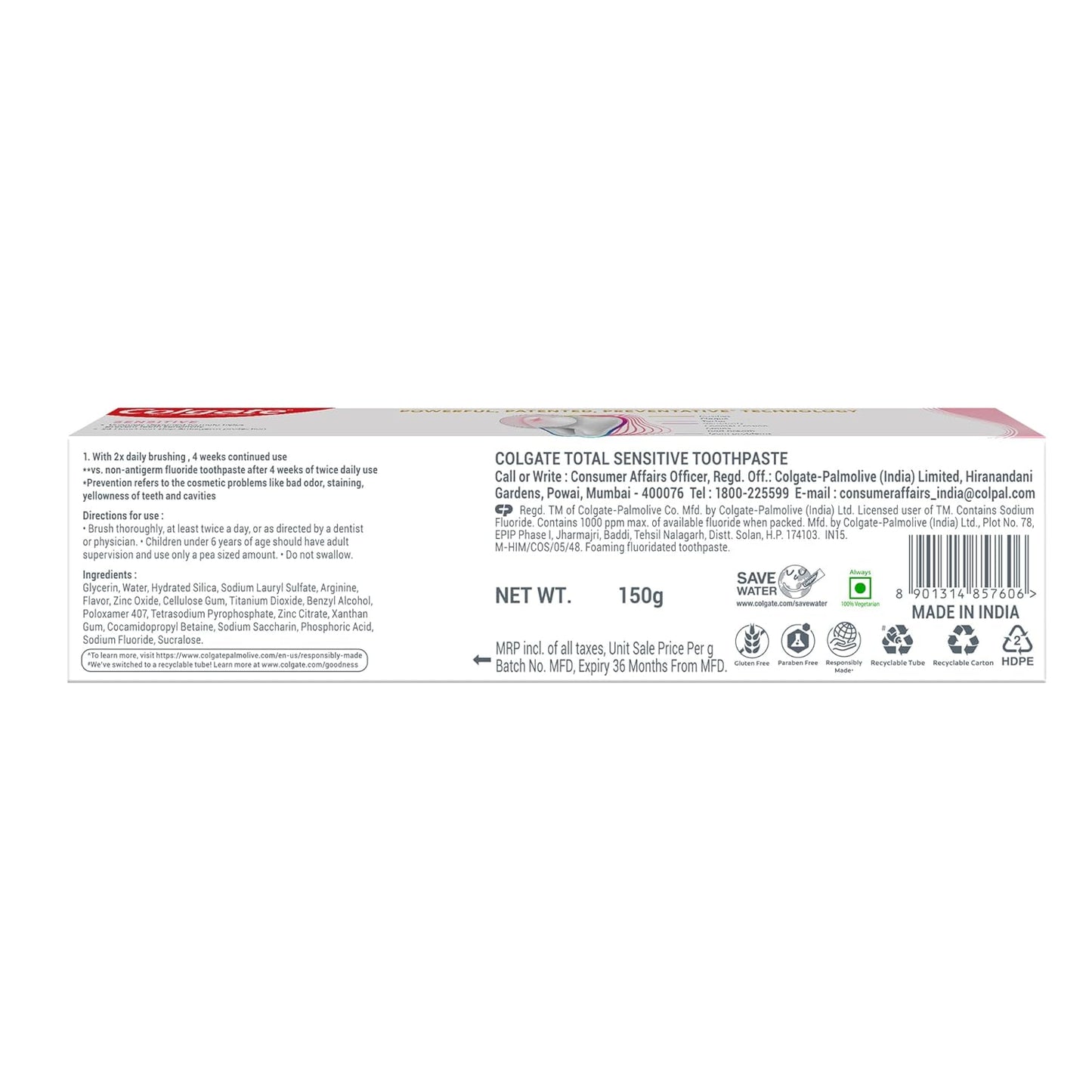 Colgate Total Sensitive Toothpaste - 150 Grams