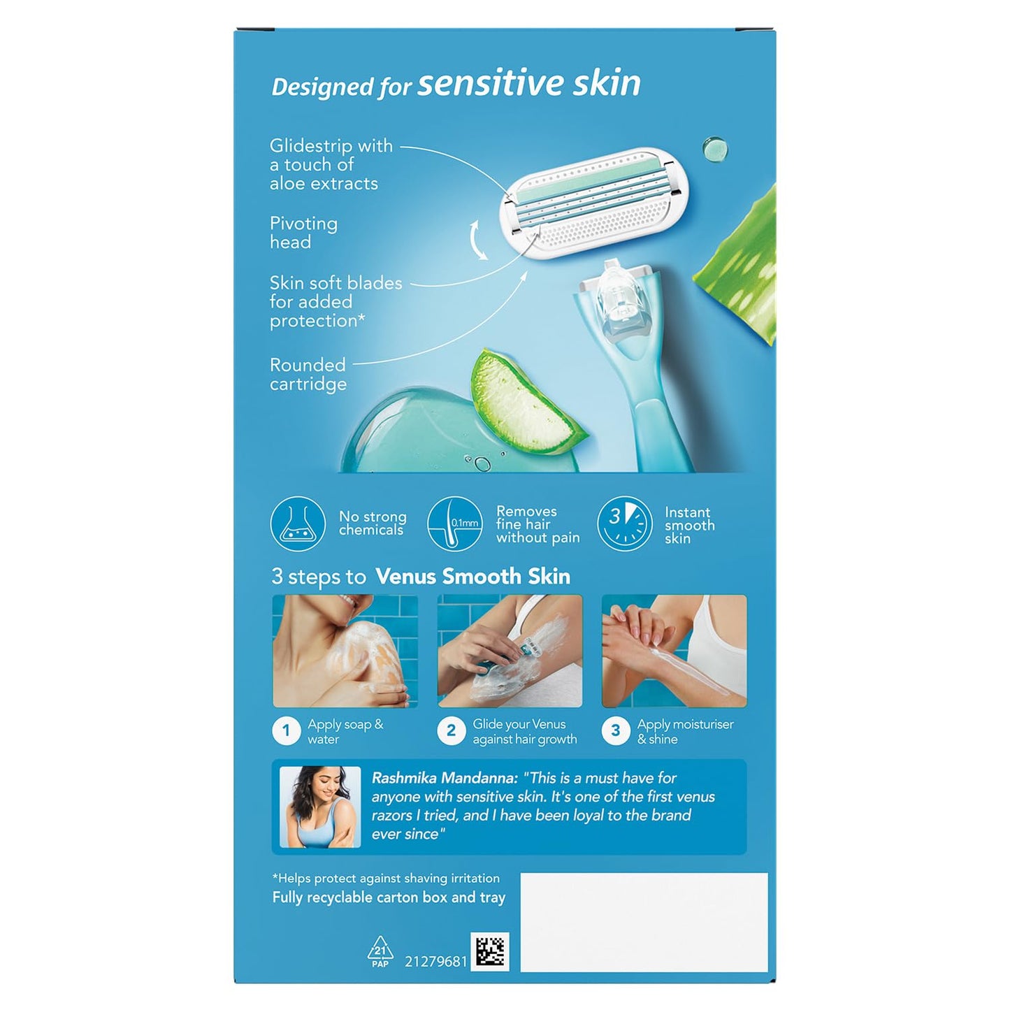 Gillette Venus Smooth Hair Removal Razor for Women with Aloe Vera