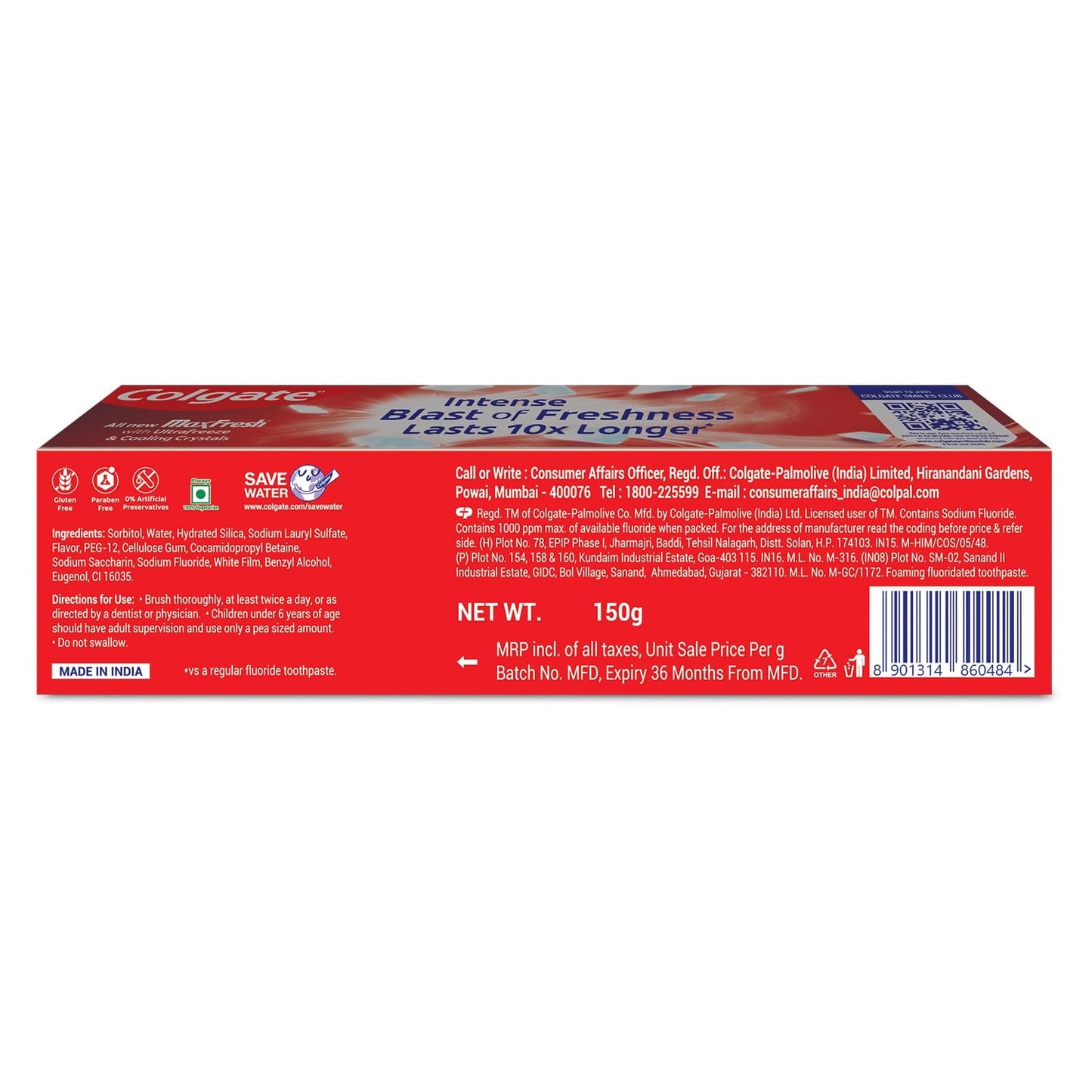 Colgate Maxfresh Spicy Fresh Red Gel Toothpaste, 150g