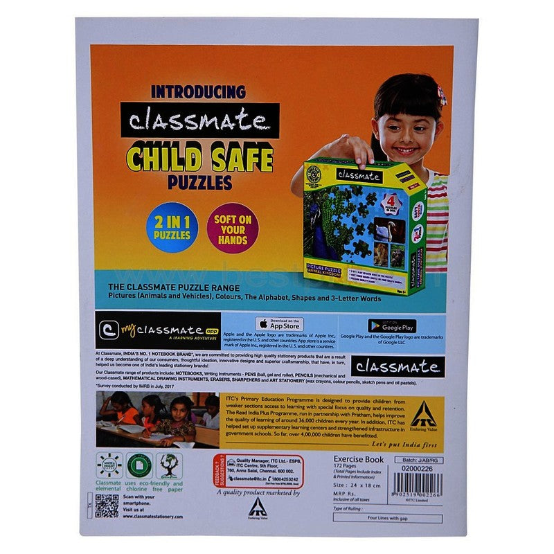 Classmate CBSE Notebook 4 Lined, 180 Pages, 1 N