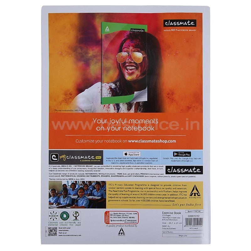 Classmate Single Ruled Long Notebook 6 N (172 Pages Each)