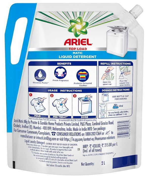 Ariel Blue Detergent Liquid 2 L