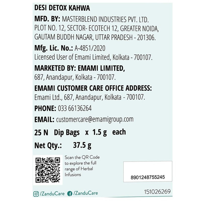 Zandu Detox Kahwa Infusion Drink 25 N (1.5 g Each)