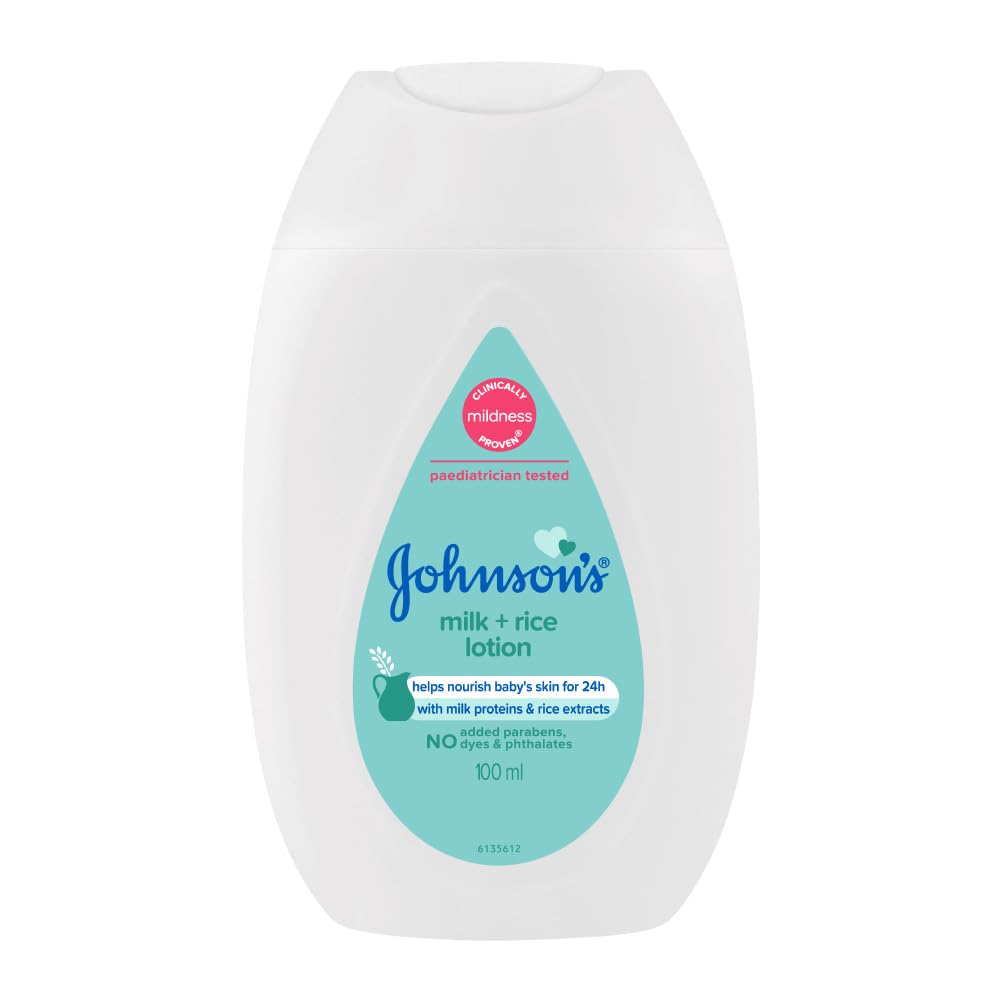 Johnson's Baby Milk and Rice Lotion, 100ml, White