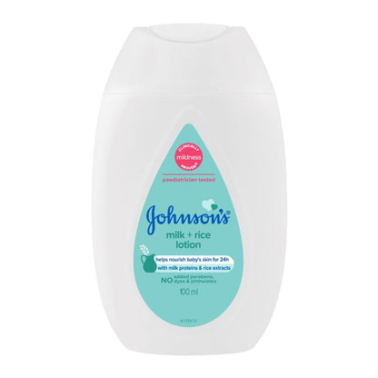 Johnson's Baby Milk and Rice Lotion, 100ml, White