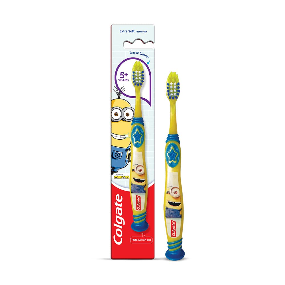 Colgate Kids (5+ years) Minion Toothbrush, Extra Soft with Tongue Cleaner