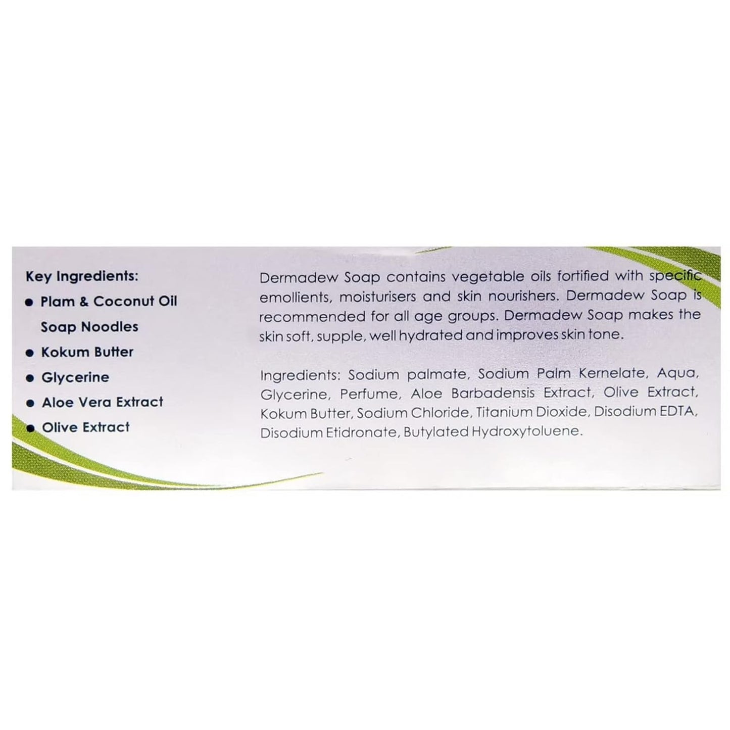 Dermadew SOAP vegetable oils fortified with specific emollients 300g