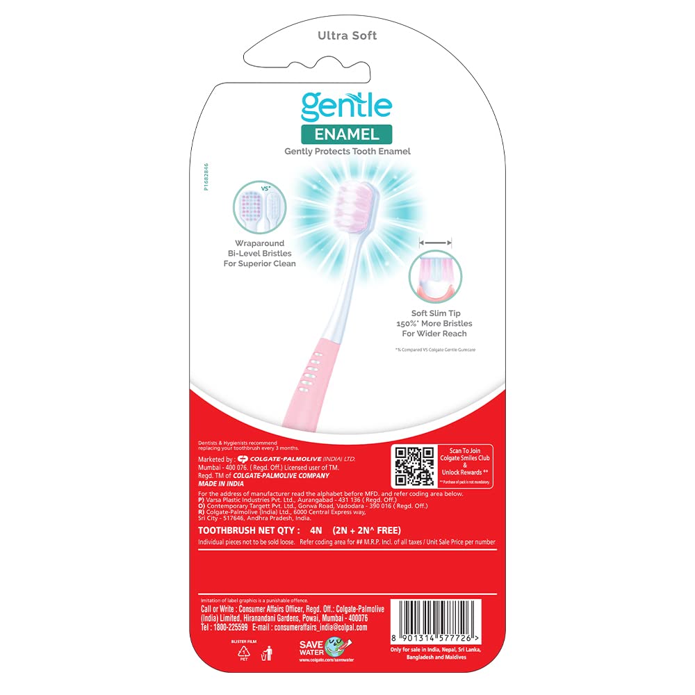 Colgate Gentle Enamel Ultra Soft Bristles Manual Toothbrush Multicolor