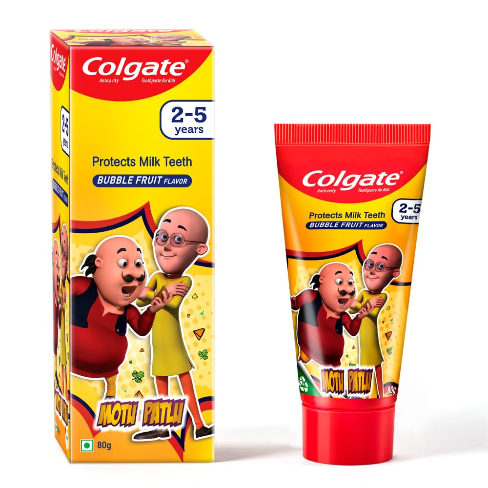 Colgate Kids Motu Patlu Toothpaste For 2-5 Years - 80Gm (Bubblefruit Flavour)