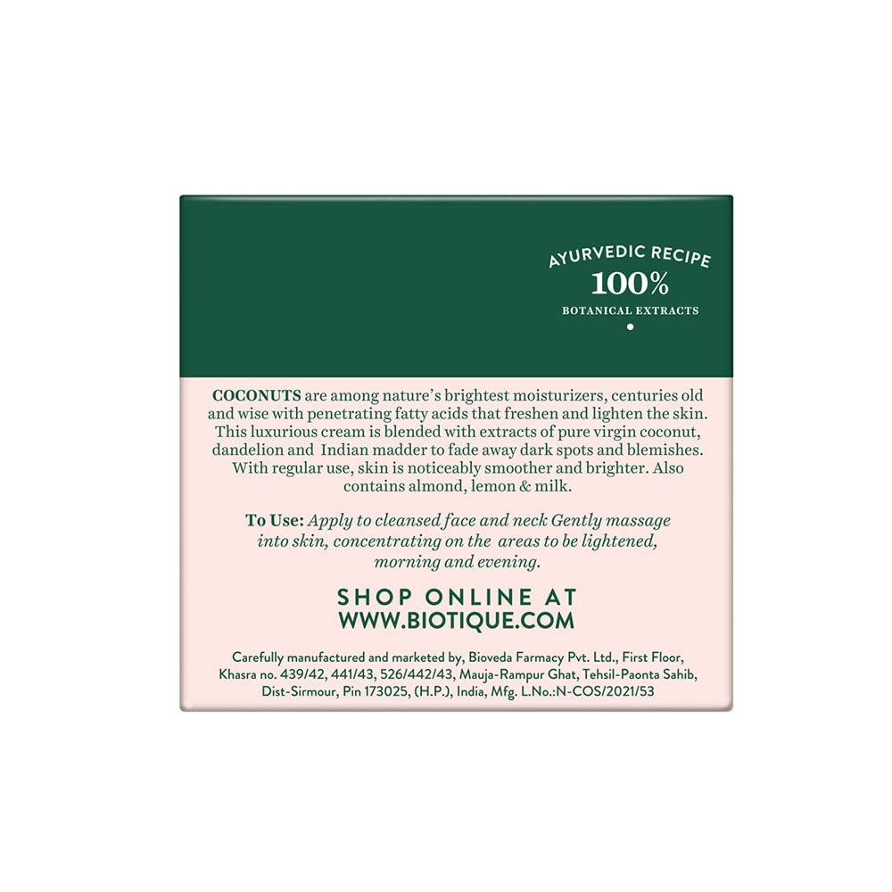 Biotique Coconut Brightening Instant Glow Cream  50gm