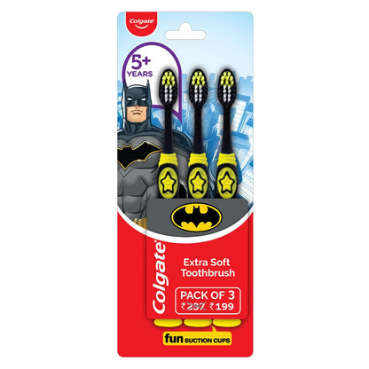 Colgate Kids Batman Toothbrush, Extra Soft With Tongue Cleaner Multicolour