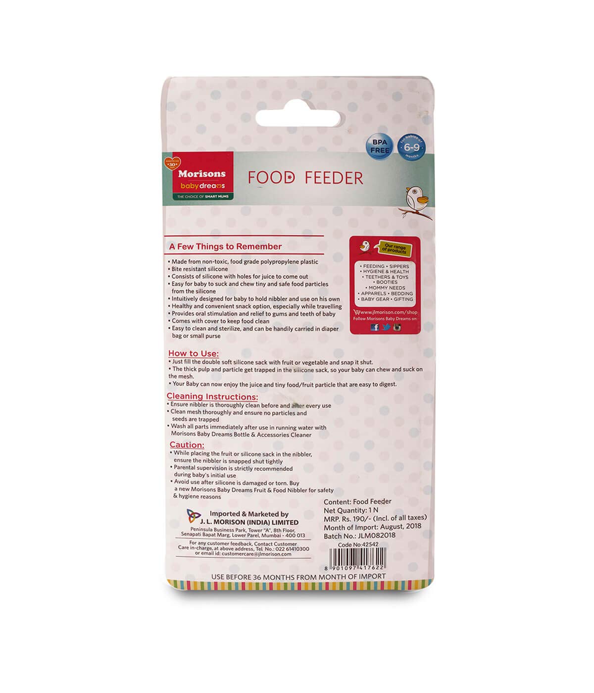 Morisons babydreams THE CHOICE OF SMART MUMS Food Feeder-Pink