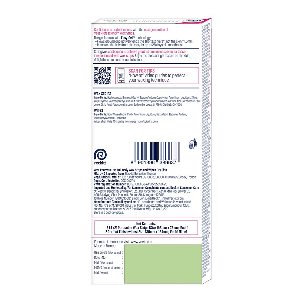 Veet Half Body Waxing Kit for Dry Skin - 8 Strips