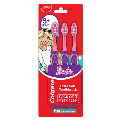 Colgate Kids Barbie Toothbrush, Extra Soft with Tongue Cleaner Multicolor