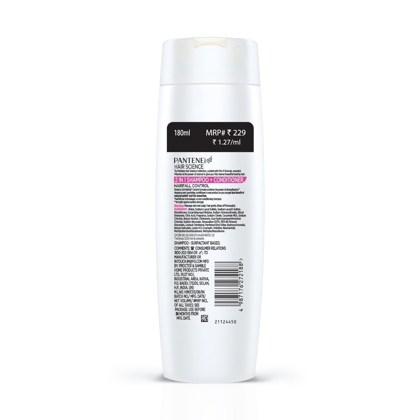 Pantene Advanced Hairfall Solution, 2in1 Hairfall Control Shampoo+Conditioner 180ML