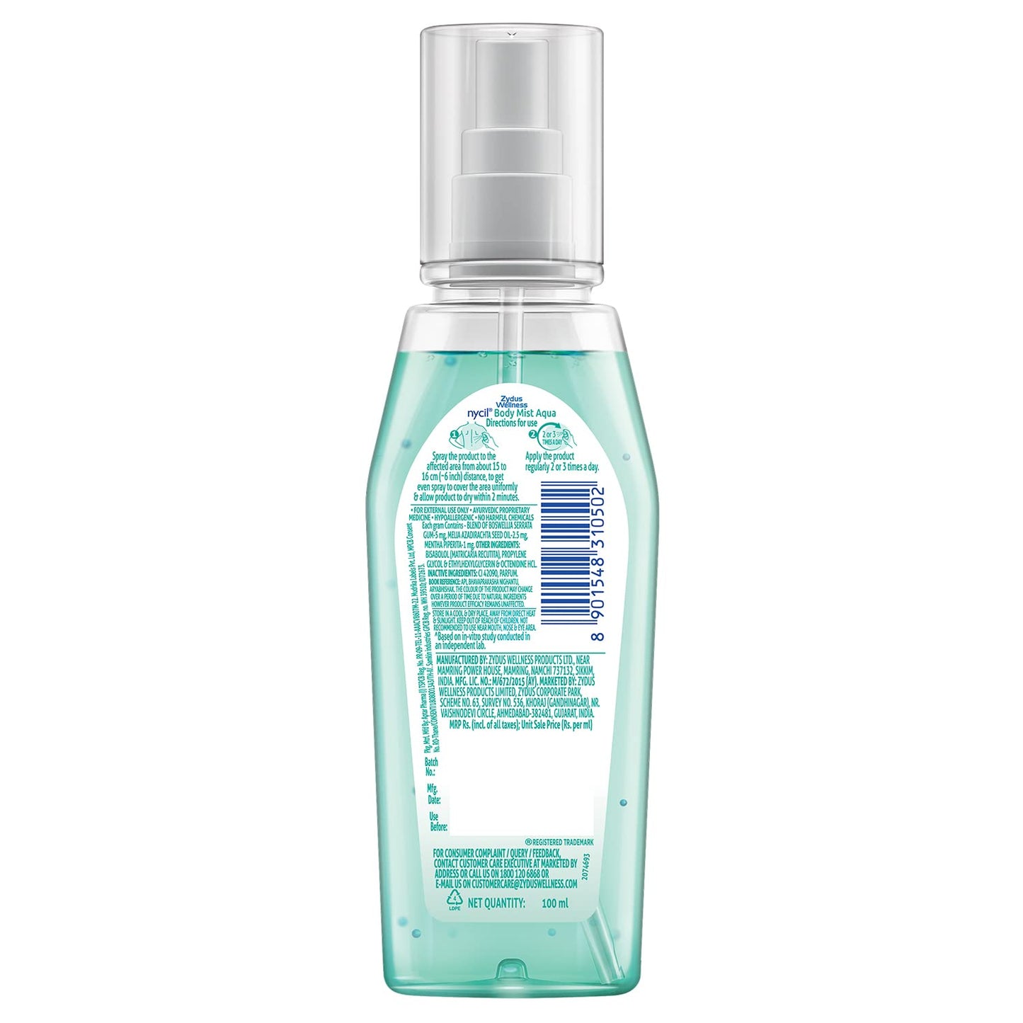 Nycil Soothing and Refreshing Body Mist Aqua - 100 ml