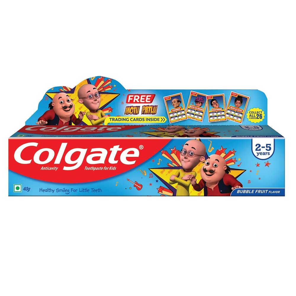Colgate Kids Toothpaste For 2-5 Years, Motu Patlu, Bubble Fruit Flavour 40G