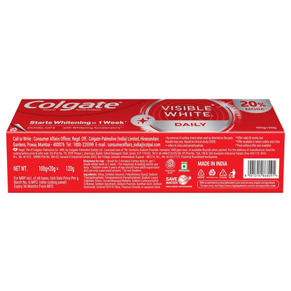 Colgate Visible White Toothpaste Minty Flavour (100g + 20g)