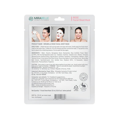 MIRABELLE Rose Facial Serum Sheet Mask 25Ml