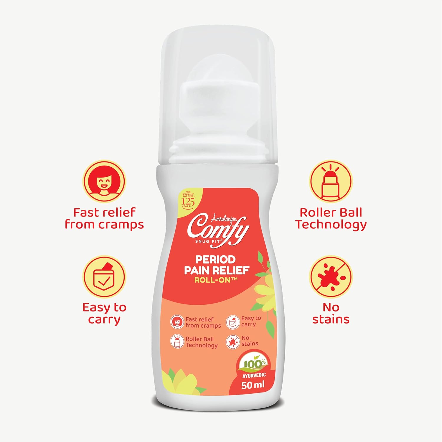 AMRUTANJAN Comfy Period Pain Relief Roll-On 50 Ml