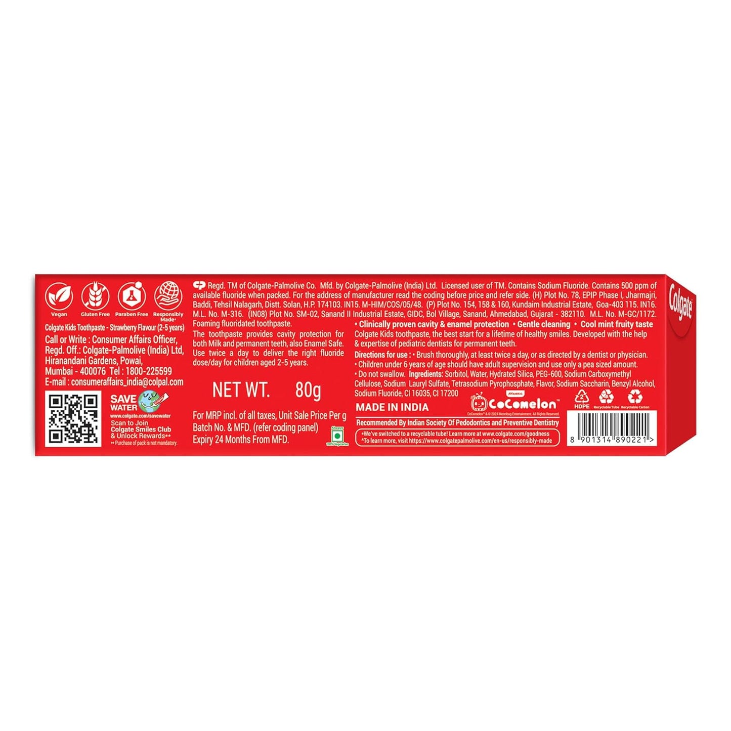 Colgate Kids Toothpaste for 2-5 Years - 80gm (Strawberry Flavour)