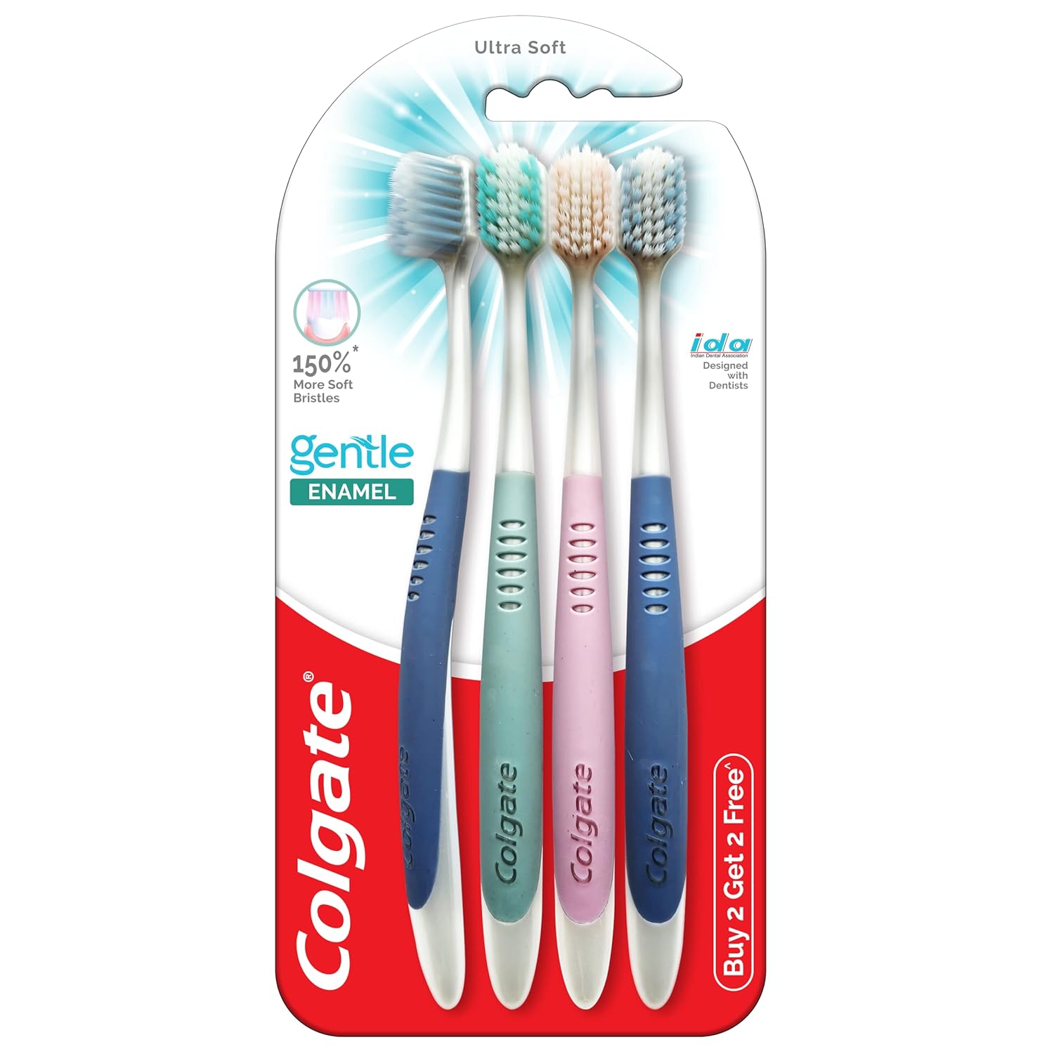 Colgate Gentle Enamel Ultra Soft Bristles Manual Toothbrush Multicolor