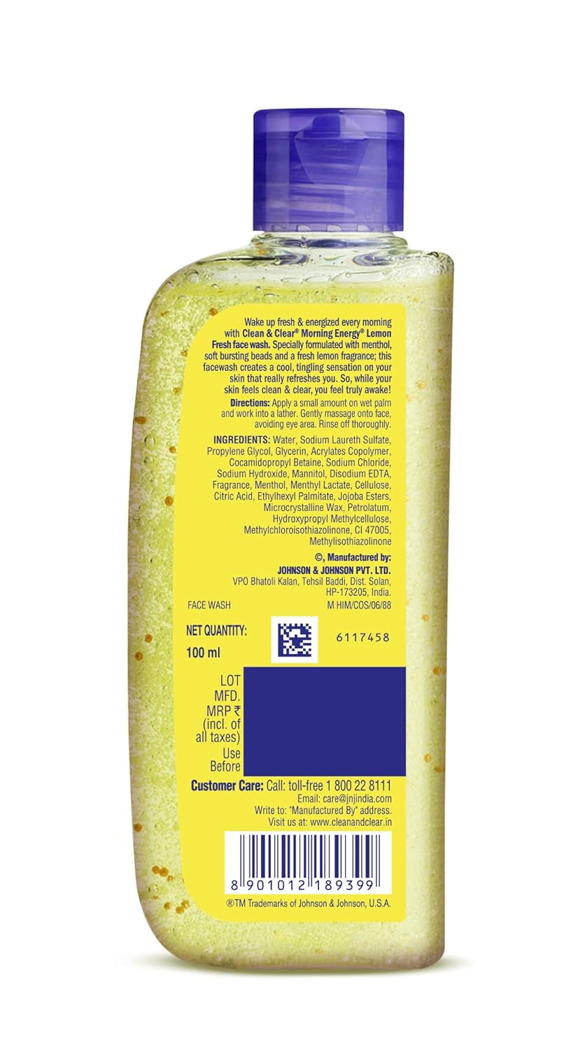 Clean & Clear Morning Energy Lemon Fresh, Yellow, 100 ml