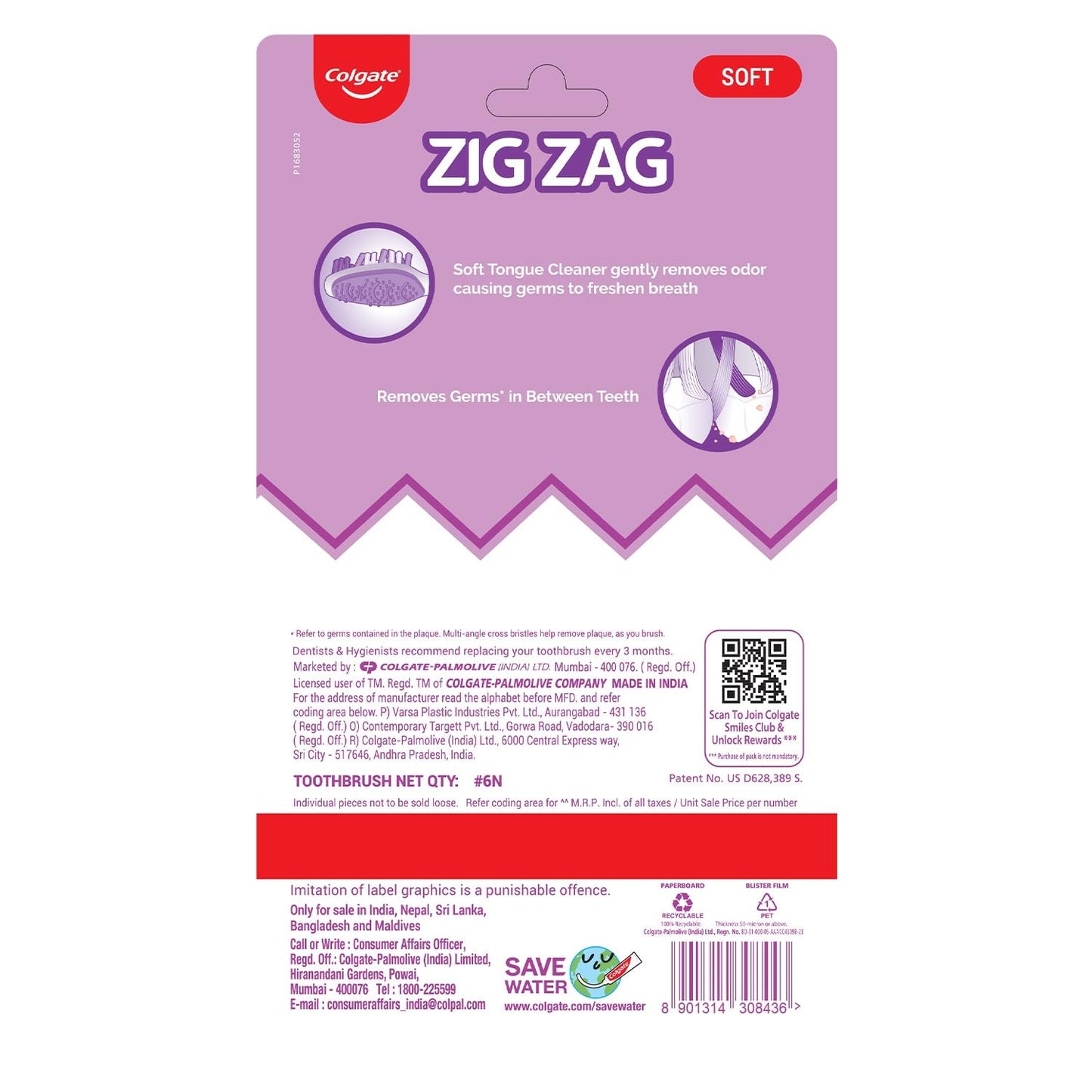 Colgate ZigZag Manual Medium Toothbrush Multicolour