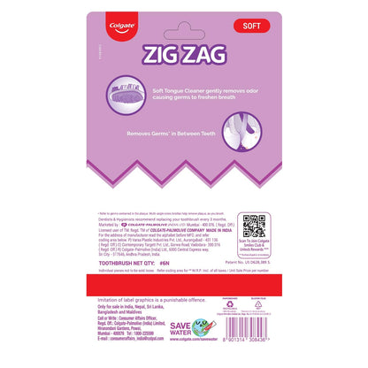 Colgate ZigZag Manual Medium Toothbrush Multicolour