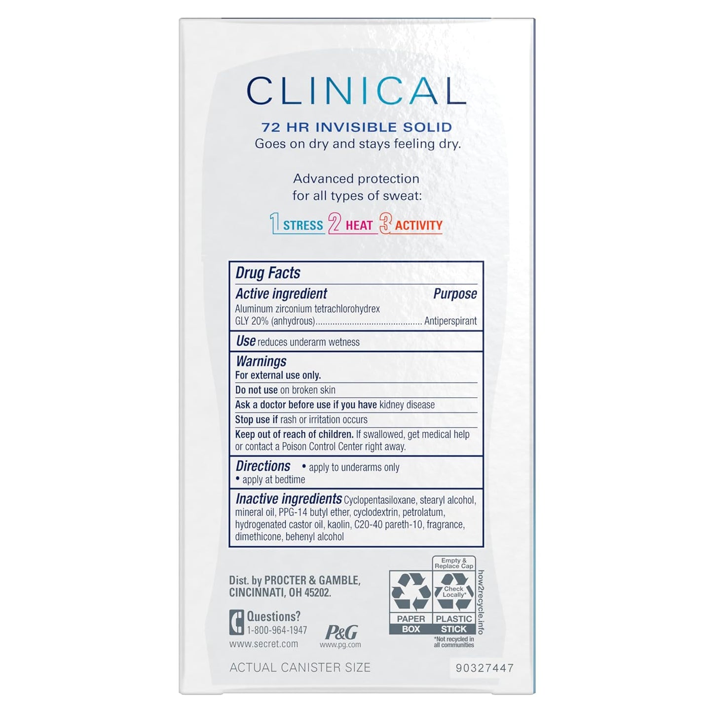 Secret Clinical Strength Deodorant Invisible Solid Completely Clean