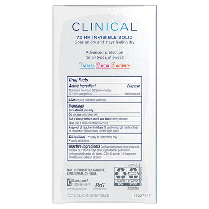 Secret Clinical Strength Deodorant Invisible Solid Completely Clean