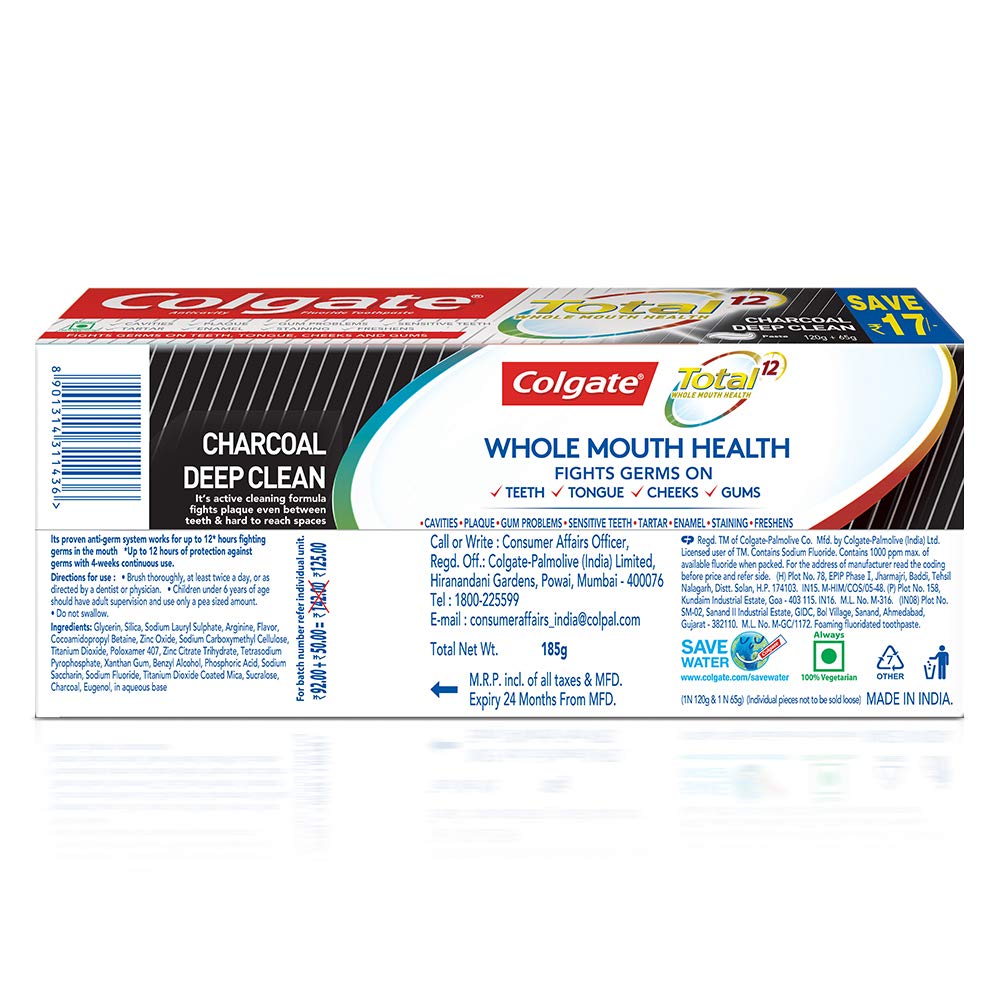 Colgate Total Cavity Protection Fluoride Toothpaste,185g