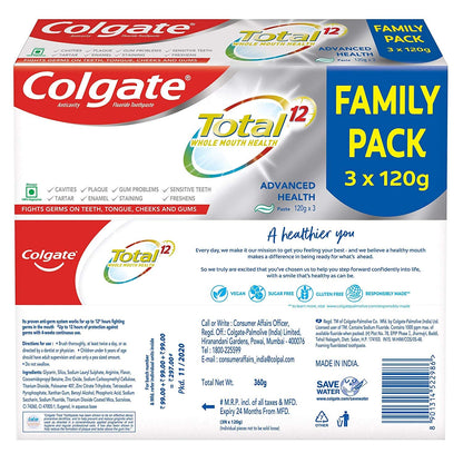 Colgate Total Whole Mouth Health, Antibacterial Toothpaste, 360gm