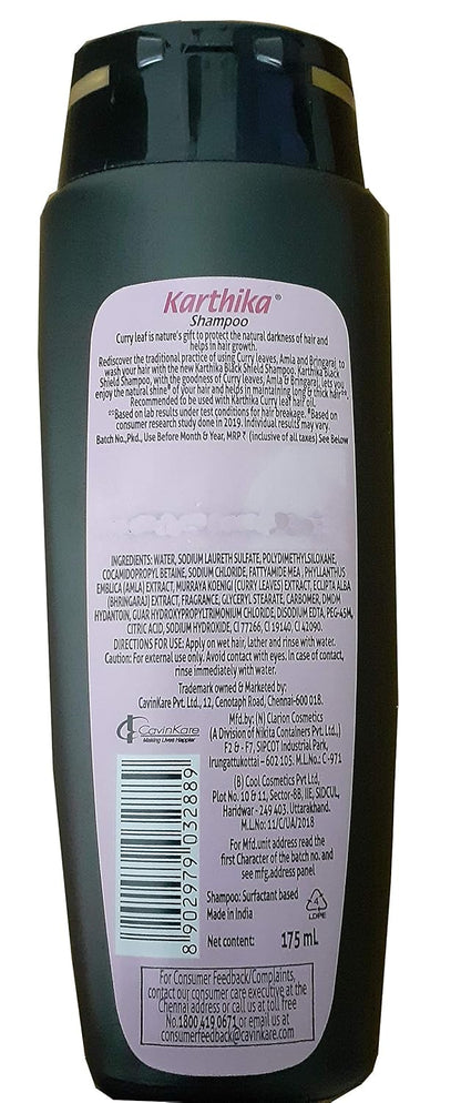 Karthika Black Shield Shampoo with Amla, Curry leaves and Bringraj, 175ml