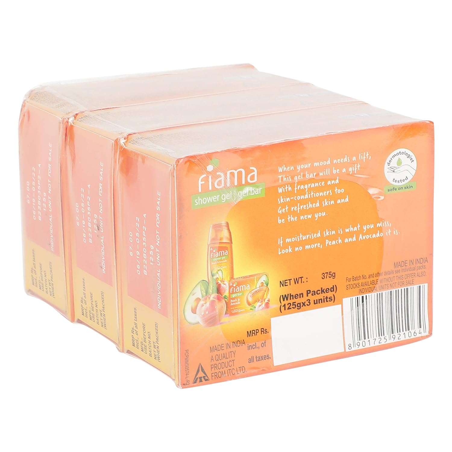 Fiama Gel Bathing Bar, Peach and Avocado