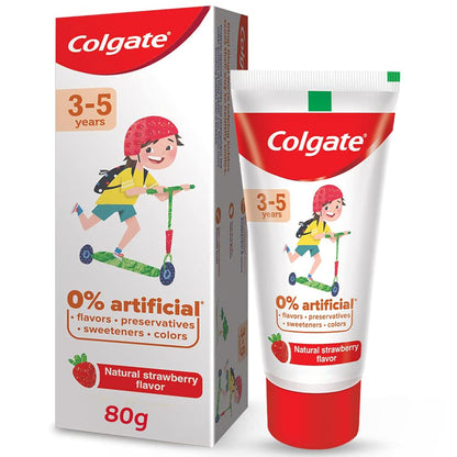 Colgate Toothpaste For Kids (3-5 Years), Natural Strawberry Flavor 80 Gram