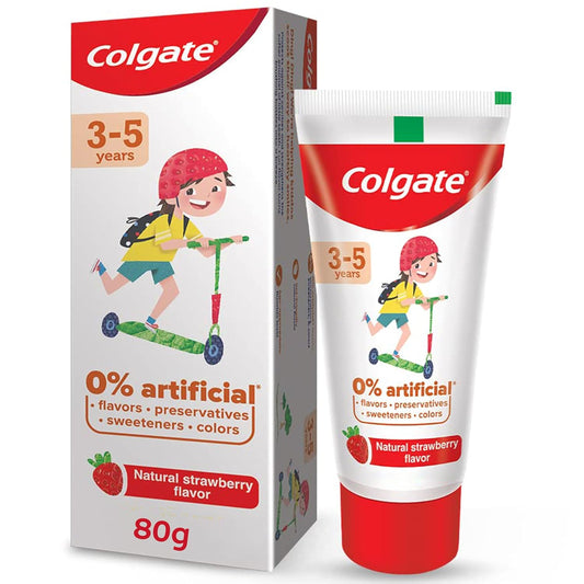 Colgate Toothpaste For Kids (3-5 Years), Natural Strawberry Flavor 80 Gram