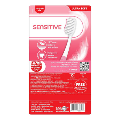 Colgate Sensitive+ Ultra Soft Manual Toothbrush  Multicolor