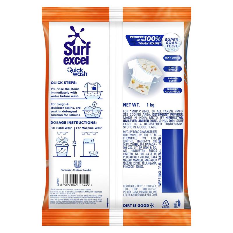Surf Excel Quick Wash Detergent Powder 1 kg