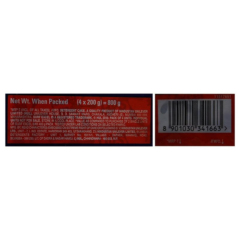 Surf Excel Detergent Bar 4 N (200 g Each)
