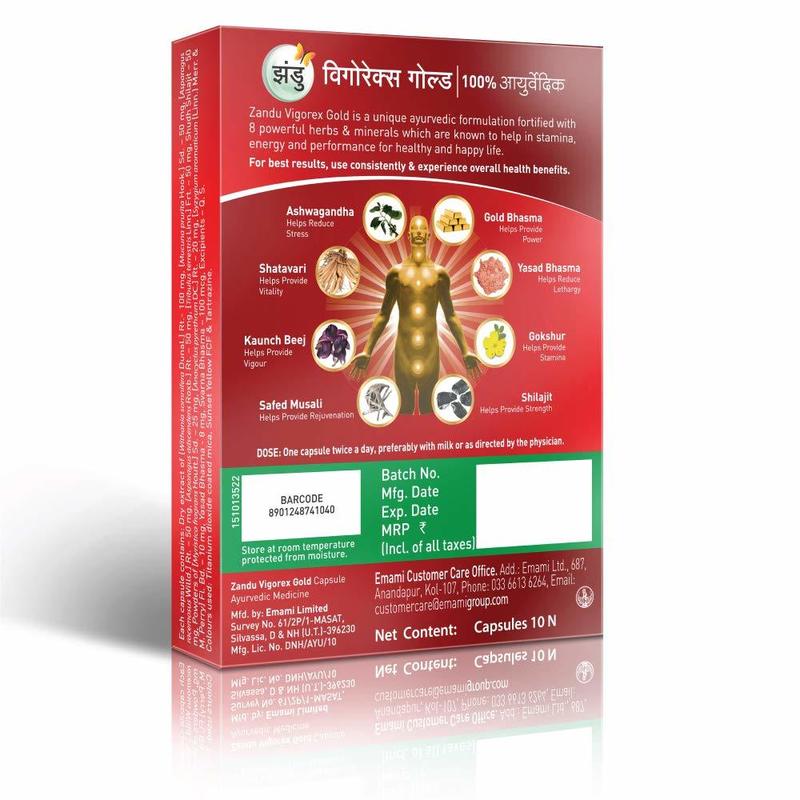 Zandu Vigorex Gold Energizer Capsules 10 N