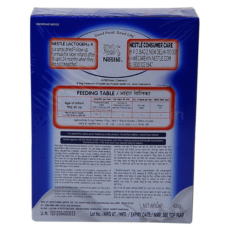 Lactogen 4 Follow Up Infant Form Baby Food 400 g