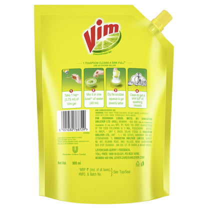 Vim Liquid Dishwash Pouch 900 g