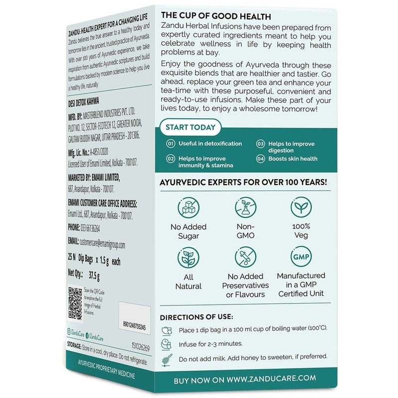 Zandu Detox Kahwa Infusion Drink 25 N (1.5 g Each)