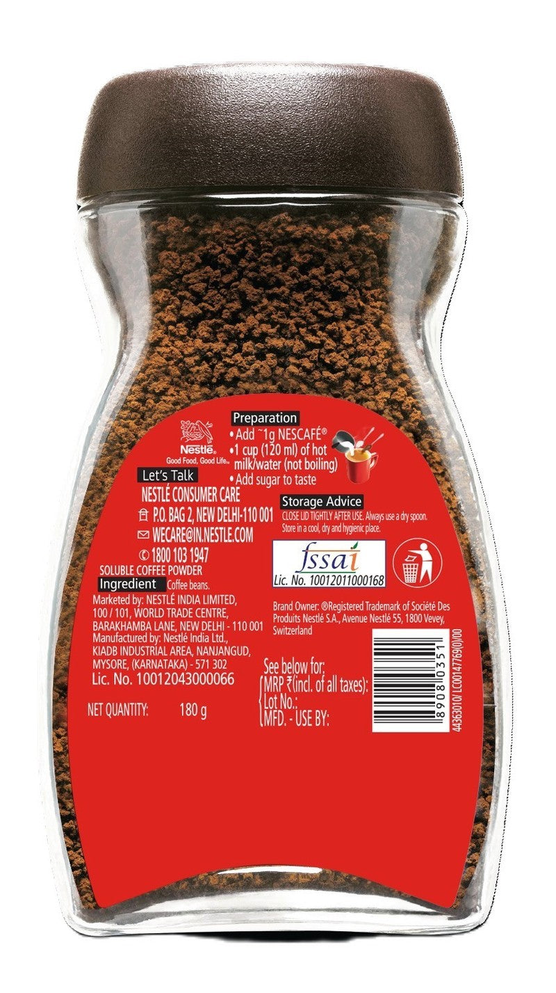 Nescafe Classic Instant Coffee Powder 180 g Jar